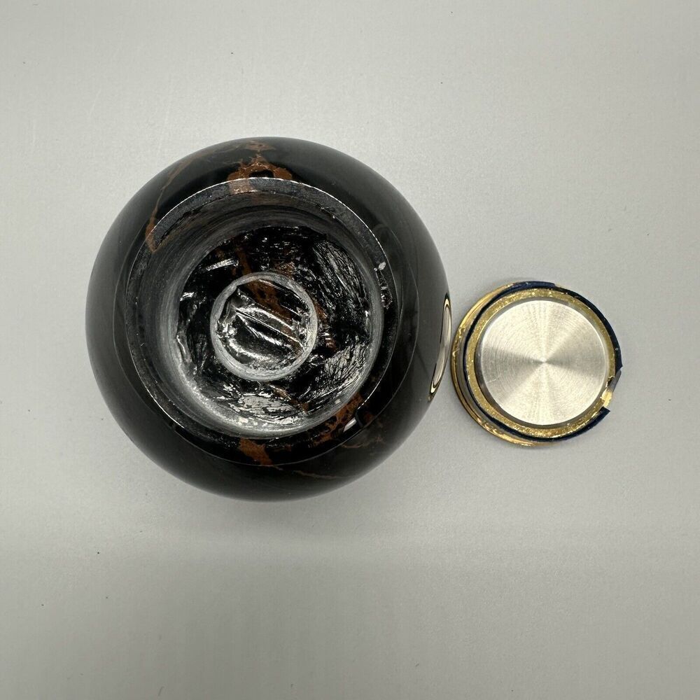 Marble Ball Desk Clock Infinity Japan Movt Paperweight Black/Brown - Picture 5 of 9